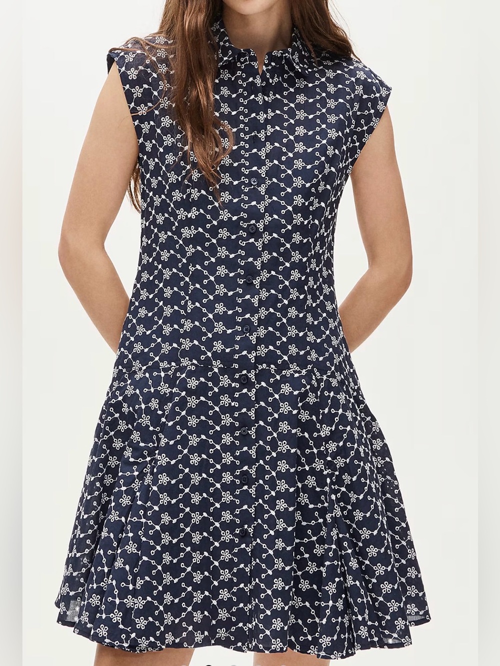 J.Crew Mini eyelet shirt-dress | color: White On Blue Eyelet | size: 8